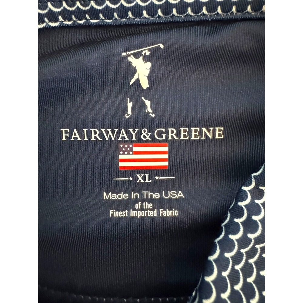 Fairway‎ Greene Men's XL Golf Polo Shirt Navy Blue Geometric Print Made in USA - Picture 6 of 10